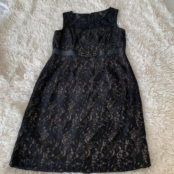 -Jessica Howard black 2 pc  sleeves dress & long sleeveless cover up lace size 8 - Picture 5 of 16